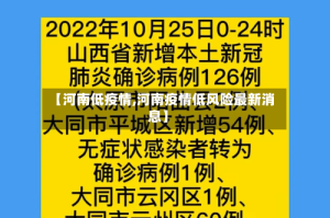 【河南低疫情,河南疫情低风险最新消息】