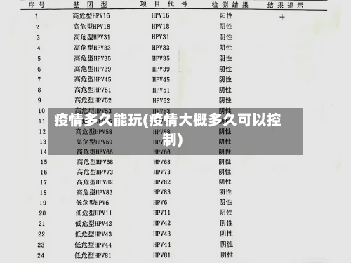 疫情多久能玩(疫情大概多久可以控制)-第2张图片